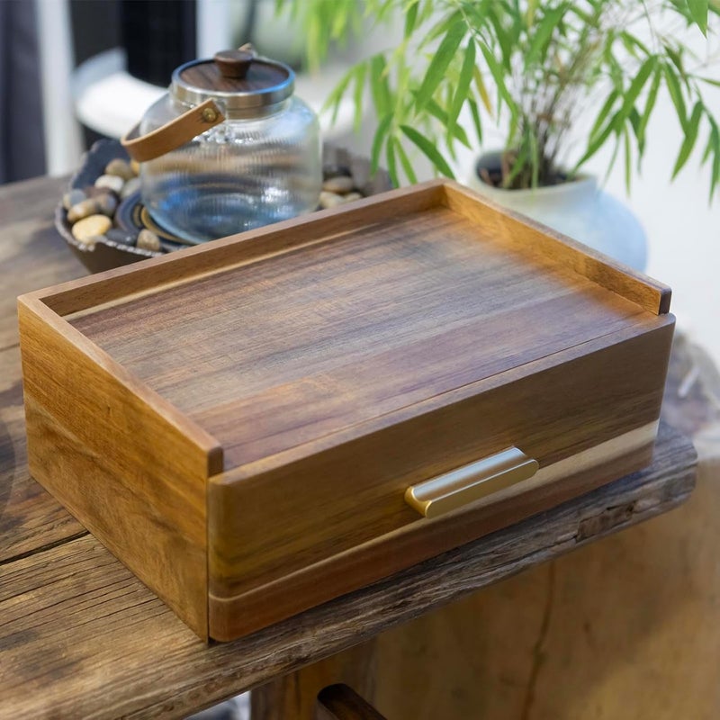 FLYIEE Acacia Wood Tea Bag Organizer, Tea Organizers and Storage Box, Tea Caddy for Tea Bags Storage Drawer, Teabag Holder Container Boxes for Countertop, Tea Station Chest Display Wooden, Organizador De Te - Image 5
